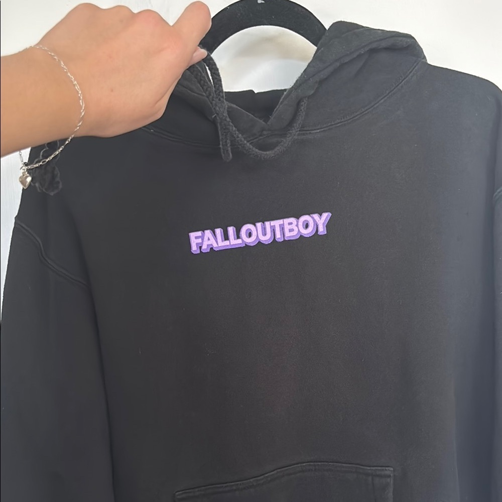 Fall Out Boy Black Hoodie with Purple Logo 2017 Mania Tour Merch - Picture 2 of 4